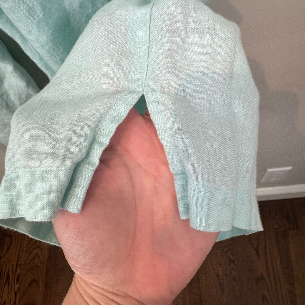 EILEEN FISHER Woman Irish‎ Linen Pants Plus Size 2X Mint Green Coastal Split Hem - Picture 5 of 9